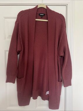 Express Dusty Rose Open-Front Knit Cardigan